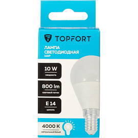 Лампа светодиодная TOPFORT 10 Вт E14 G 4000 К 800 Лм матовая