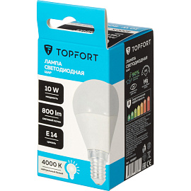 Лампа светодиодная TOPFORT 10 Вт E14 G 4000 К 800 Лм матовая
