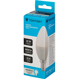 Лампа светодиодная TOPFORT 10 Вт E14 C 4000 К 800 Лм матовая