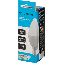 Лампа светодиодная TOPFORT 10 Вт E14 C 4000 К 800 Лм матовая