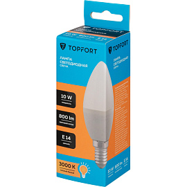 Лампа светодиодная TOPFORT 10 Вт E14 C 3000 К 800 Лм матовая