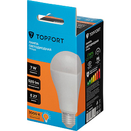 Лампа светодиодная TOPFORT 7 Вт E27 A 3000 К 520 Лм матовая