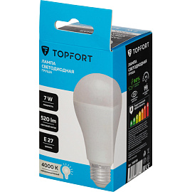 Лампа светодиодная TOPFORT 7 Вт E27 A 4000 К 520 Лм матовая