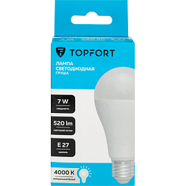 Лампа светодиодная TOPFORT 7 Вт E27 A 4000 К 520 Лм матовая