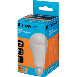 Лампа светодиодная TOPFORT 10 Вт E27 A 3000 К 800 Лм матовая