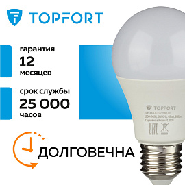 Лампа светодиодная TOPFORT 10 Вт E27 A 3000 К 800 Лм матовая