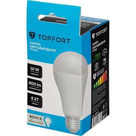 Лампа светодиодная TOPFORT 10 Вт E27 A 4000 К 800 Лм матовая