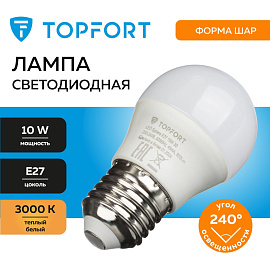Лампа светодиодная TOPFORT 10 Вт E27 G 3000 К 800 Лм матовая