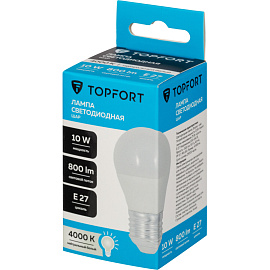 Лампа светодиодная TOPFORT 10 Вт E27 G 4000 К 800 Лм матовая