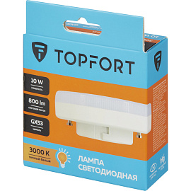 Лампа светодиодная TOPFORT 10 Вт GX53 (GX, 3000 K, 800 Лм, 220 В)