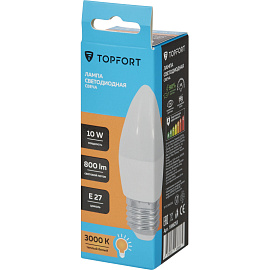 Лампа светодиодная TOPFORT 10 Вт E27 C 3000 К 800 Лм матовая