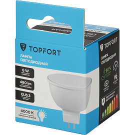 Лампа светодиодная TOPFORT 6 Вт GU5.3 MR 4000 К 480 Лм матовая