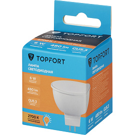 Лампа светодиодная TOPFORT 6 Вт GU5.3 MR 2700 К 480 Лм матовая