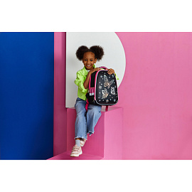 Ранец Комус Класс Gloss Галографик Батерфляй черный с двумя отделениями