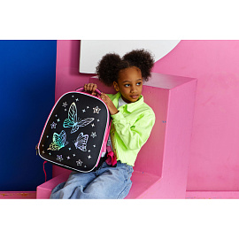 Ранец Комус Класс Gloss Галографик Батерфляй черный с двумя отделениями