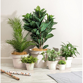 Горшок для цветов с поддоном Idiland Mint 5 л светло-бежевый (18.4x24 см)