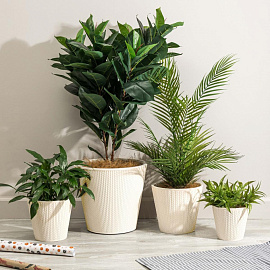 Горшок для цветов Idiland Velvet 5 л с внутренней вставкой 4.35 л светло-бежевый (20.8x23 см)