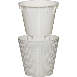 Горшок для цветов Idiland Velvet 5 л с внутренней вставкой 4.35 л светло-бежевый (20.8x23 см)