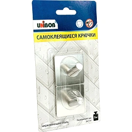 Крючок универсальный Unibob самоклеящийся серебристый до 5 кг (2 штуки) (96958)