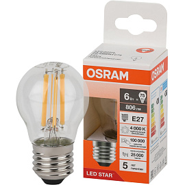 Лампа светодиодная филаментная Osram 6 Вт E27 P 4000 К 806 Лм (4058075684751)