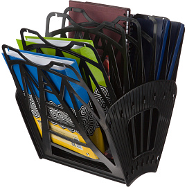 Лоток вертикальный веерный для бумаг Attache Economy 230 мм пластиковый черный 6 отделений