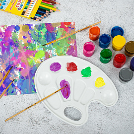 Палитра для рисования BRAUBERG KIDS, белая, овальная, 10 ячеек, 192353 фото Палитра для рисования BRAUBERG KIDS, белая, овальная, 10 ячеек, 192353