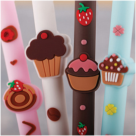 Ручка шариковая MESHU "Sweets" синяя, 0,7мм, софт-тач, корпус ассорти, с топпером