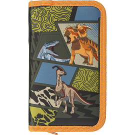 Пенал односекционный Комус класс ДИНО комикс оранжевый