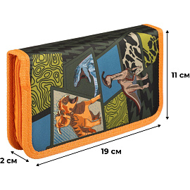 Пенал односекционный Комус класс ДИНО комикс оранжевый