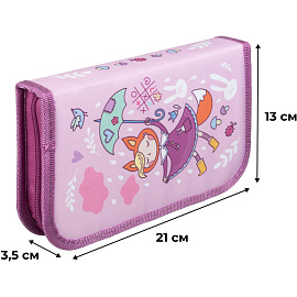 Пенал односекционный Комус класс Лисичка розовый