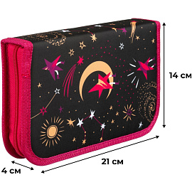 Пенал односекционный Комус Класс Звездное небо черный
