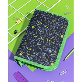 Пенал односекционный Комус Класс Cosmo Battle черный