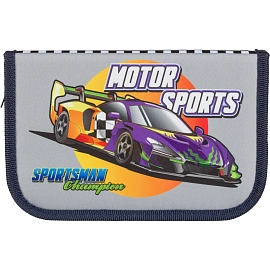 Пенал односекционный Комус Класс Motor Sports серый