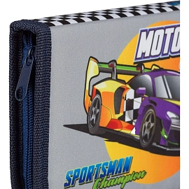 Пенал односекционный Комус Класс Motor Sports серый