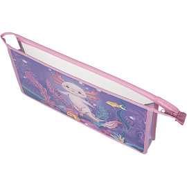 Папка для тетрадей Комус Класс Аксолотль А4 пластик с 1 отделением на молнии