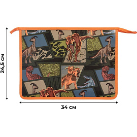 Папка для тетрадей Комус Класс Дино Комикс А4 пластик с 1 отделением на молнии