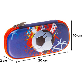 Пенал-косметичка односекционный Комус Класс 3D football синий
