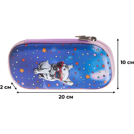 Пенал-косметичка односекционный Комус Класс 3D pug dog фиолетовый