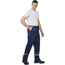 Брюки рабочие летние мужские л16-БР с СОП синие (размер 56-58, рост 158-164)