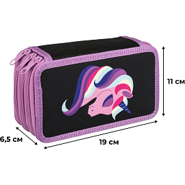 Пенал трехсекционный Комус Класс Единорог черный