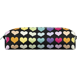 Пенал-косметичка односекционный Комус Класс Сердечки черный
