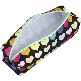 Пенал-косметичка односекционный Комус Класс Сердечки черный