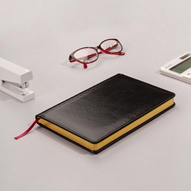 Ежедневник недатированный Image искусственная кожа A5 136 листов черный (золотистый обрез)