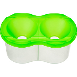 Емкость для воды (стакан-непроливайка) двойной 280 мл крышка зеленая корпус прозрачный с углублениями для размещения кисточек