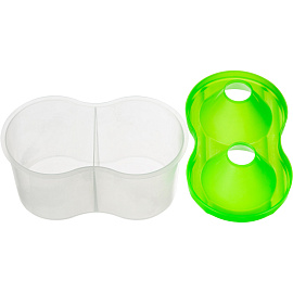 Емкость для воды (стакан-непроливайка) двойной 280 мл крышка зеленая корпус прозрачный с углублениями для размещения кисточек