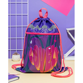 Мешок для сменной обуви Комус Класс Lovely 360х470 мм фиолетовый с карманом