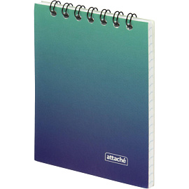 Блокнот Attache Градиент А7 40 листов бирюзовый в клетку гребень УФ-лак (102х74 мм)