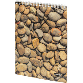 Блокнот Attache Текстуры природы Камешки А5 50 листов в клетку гребень ВД-лак (204х146 мм)