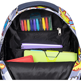 Рюкзак ортопедический Комус Класс Стикеры черный с двумя отделениями