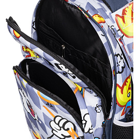 Рюкзак ортопедический Комус Класс Стикеры черный с двумя отделениями